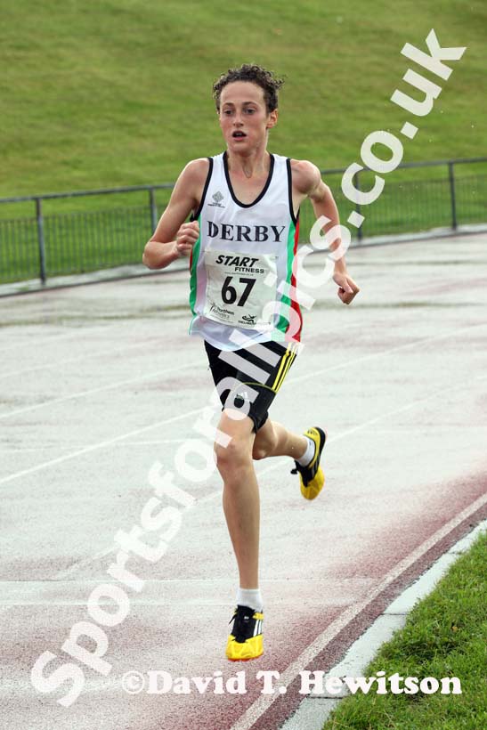 Hugo Milner (Derby AC) on his way to winning the under-15s 3000 metres at the Northern Under-17s and 15s Championships, Liverpool.
